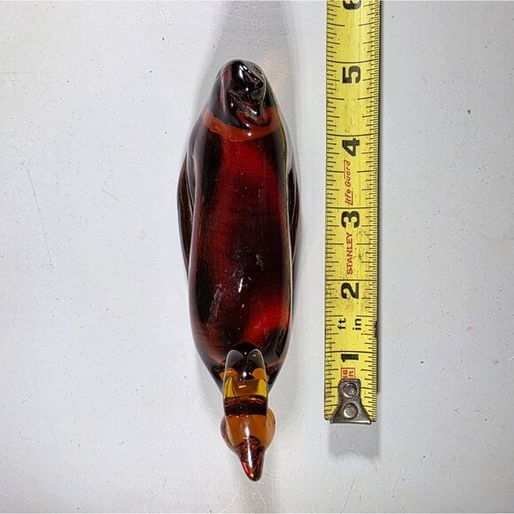 Amber-Colored Hand-Blown Glass Swan Figurine 6" paperweight bird - Picture 6 of 6
